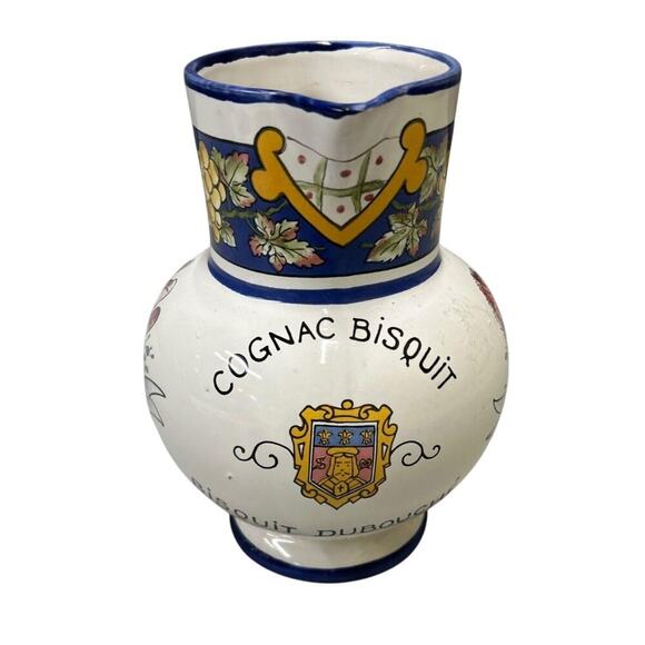 Faiencerie d' Art d' Angulaine Gognac Bisquit Pitcher Made In France - Picture 2 of 5